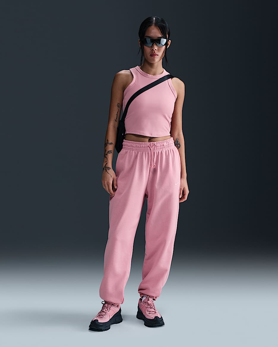 Nike Sportswear Phoenix Fleece Women's High-Waisted Oversized French Terry Tracksuit Bottoms - Elemental Pink/Elemental Pink