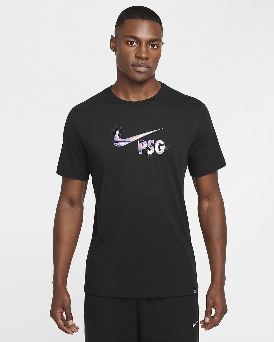Playera de fútbol Nike para hombre Paris Saint-Germain Swoosh - Negro
