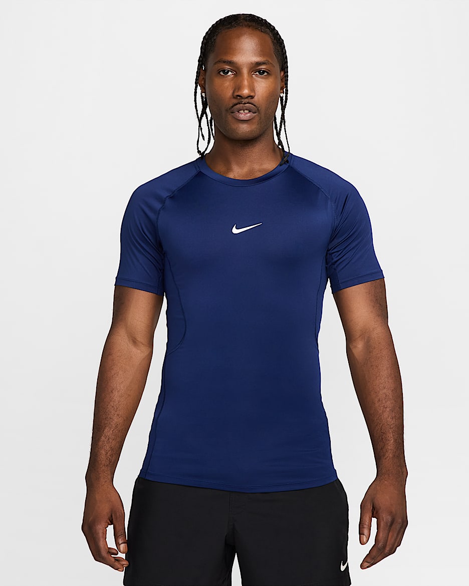 Playera de fitness ajustada de manga corta Dri-FIT para hombre Nike Pro - Azul vacío/Blanco