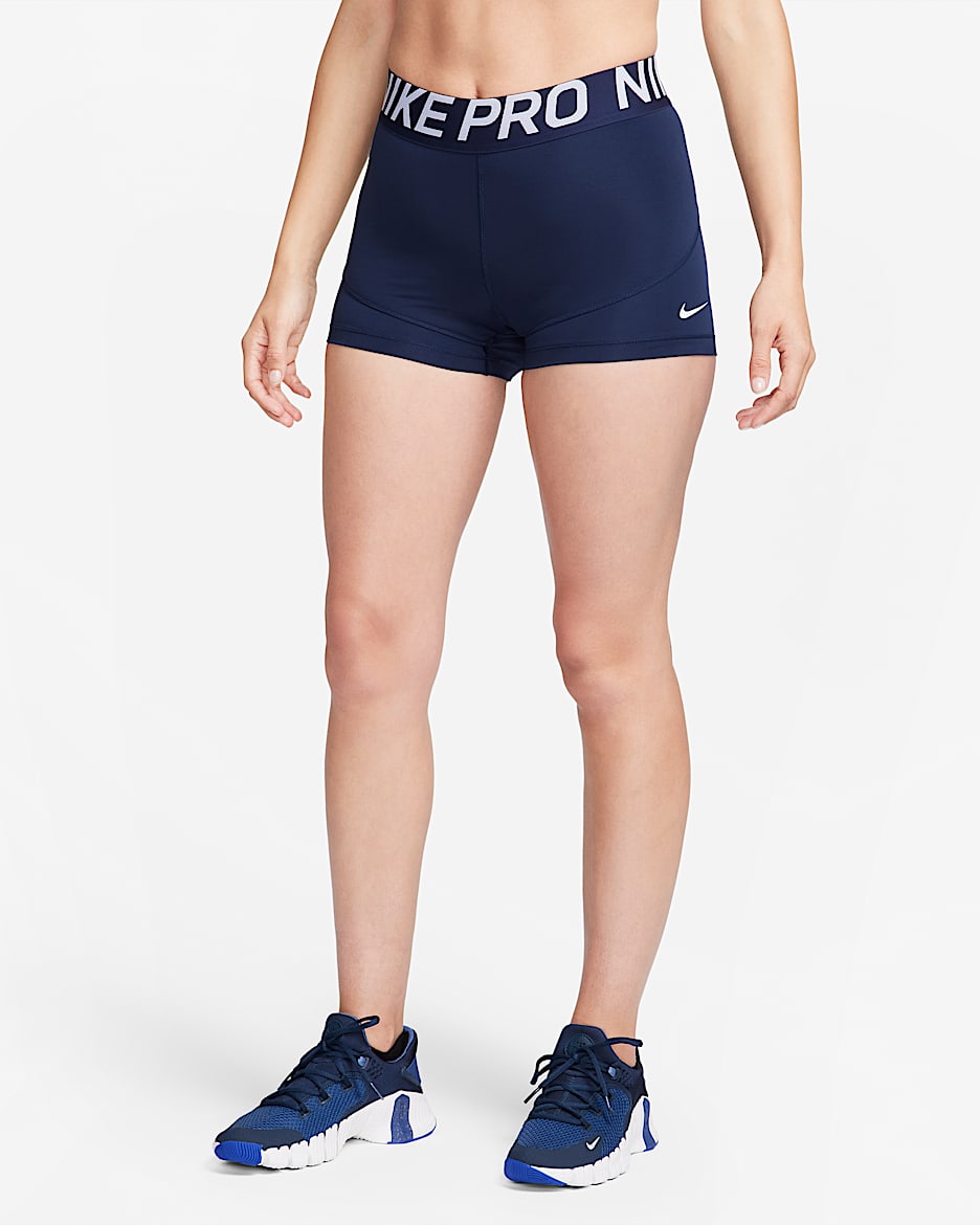 Shorts de 7,5 cm para mujer Nike Pro - Obsidiana/Obsidiana/Blanco