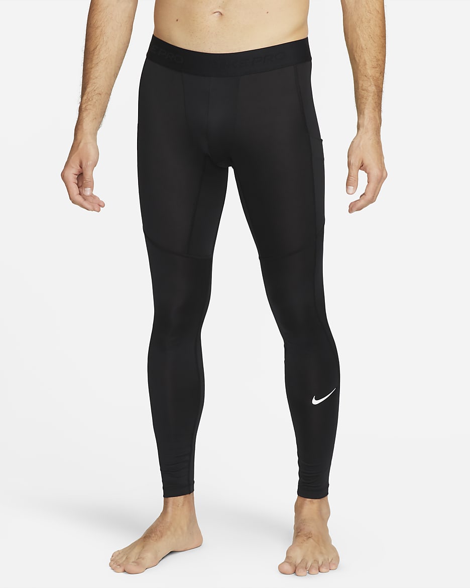 Nike Pro Dri-FIT testhezálló férfi fitnesznadrág - Fekete/Fehér