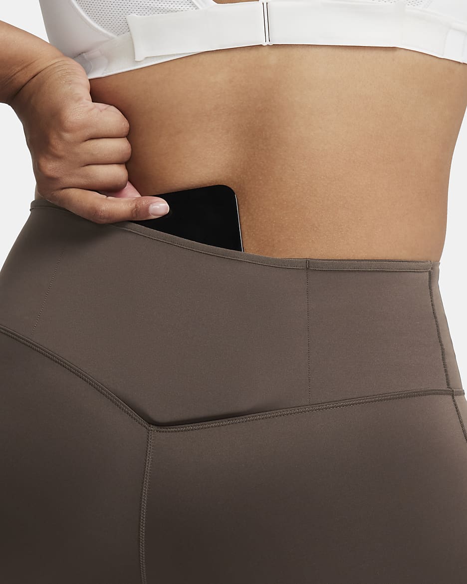 Legging taille mi-haute à maintien supérieur et coupe longue avec poches Nike Go pour femme - Baroque Brown/Noir