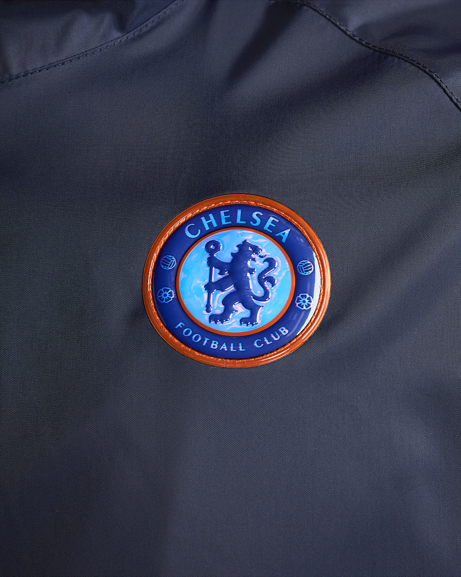 FC Chelsea Nike Fußball-Trainingsanzug aus Webmaterial mit Kapuze (Herren) - Obsidian/Obsidian/Weiß