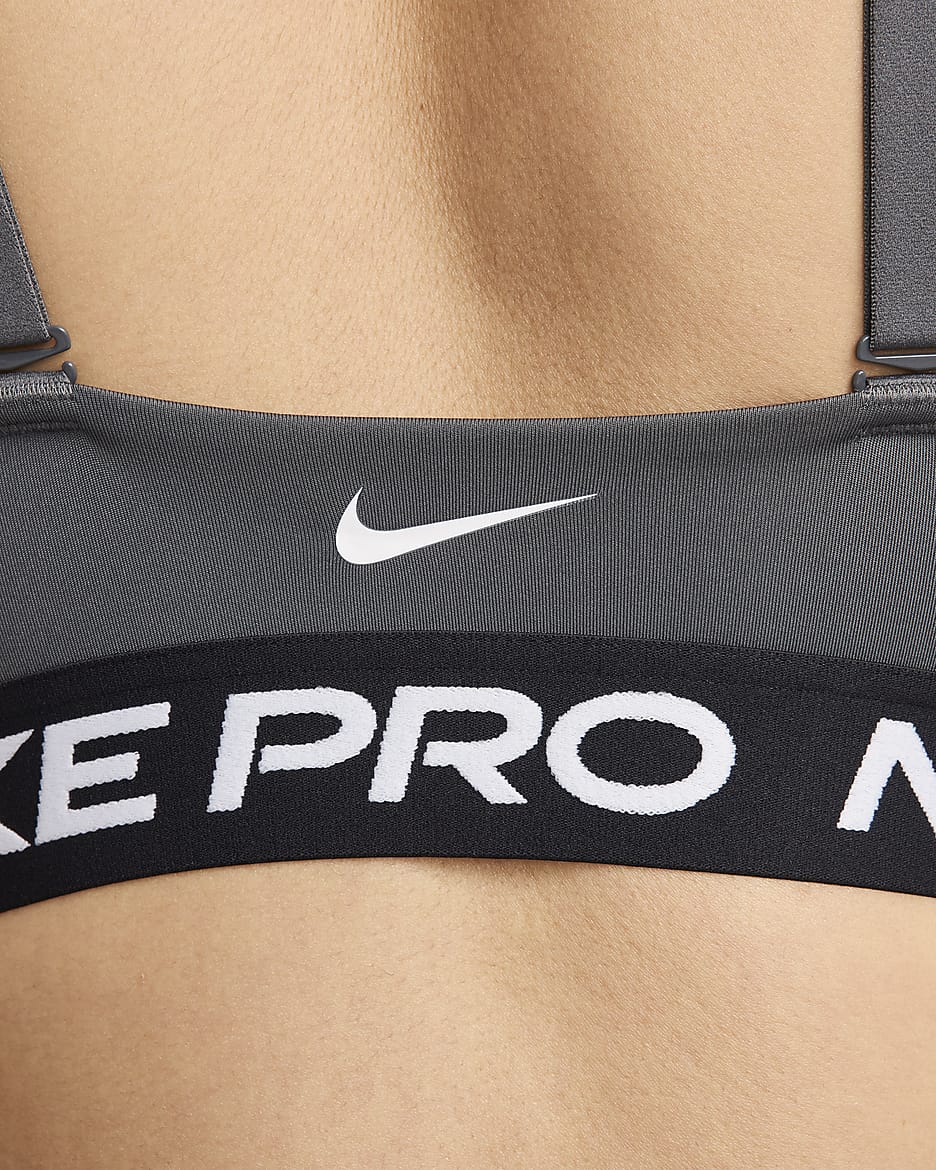 Nike Pro Indy Plunge gepolsterter Sport-BH mit mittlerem Halt - Iron Grey/Weiß