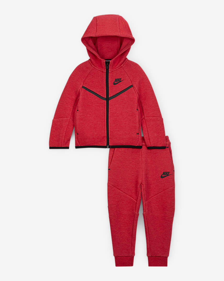 Nike Sportswear Baby Tech Fleece 2-Piece Full-Zip Set - Light University Red Heather