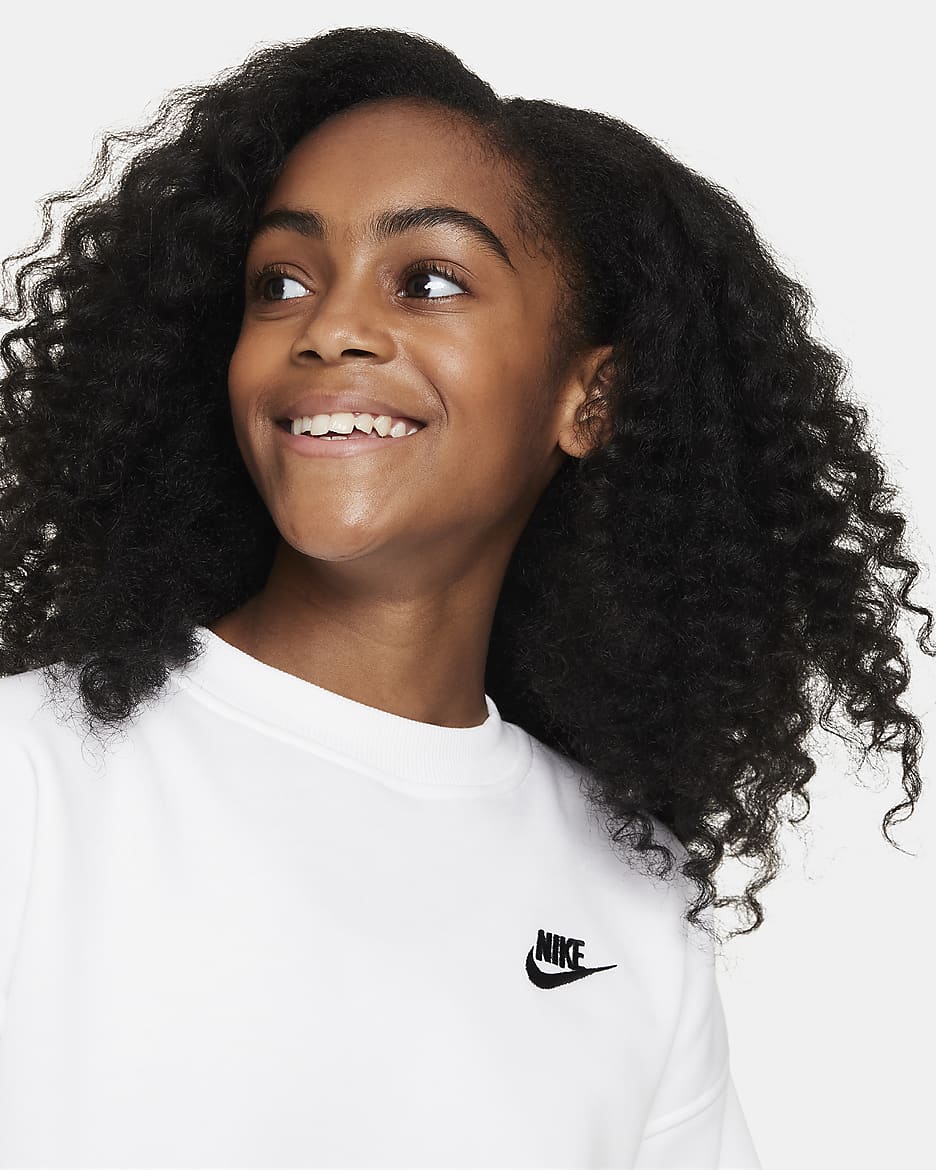 Nike Sportswear Club Fleece Big Kids' Oversized Sweatshirt - White/Black