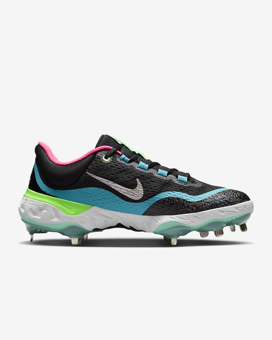 Nike Alpha Huarache Elite 4 Low Men's Baseball Cleats - Black/Teal Nebula/Hyper Pink/White