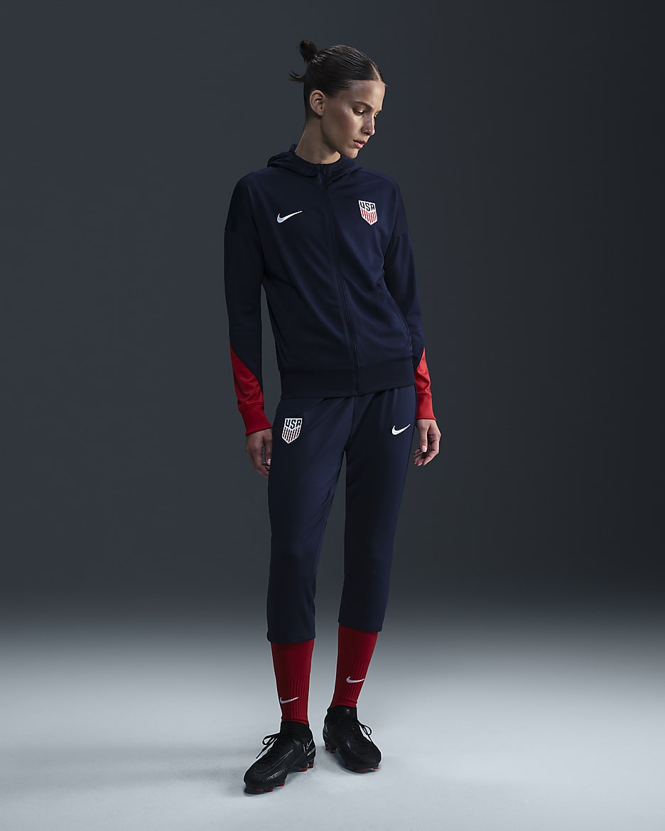 USMNT Strike Women's Nike Dri-FIT Soccer 3/4 Pants - Obsidian/Sport Red/White
