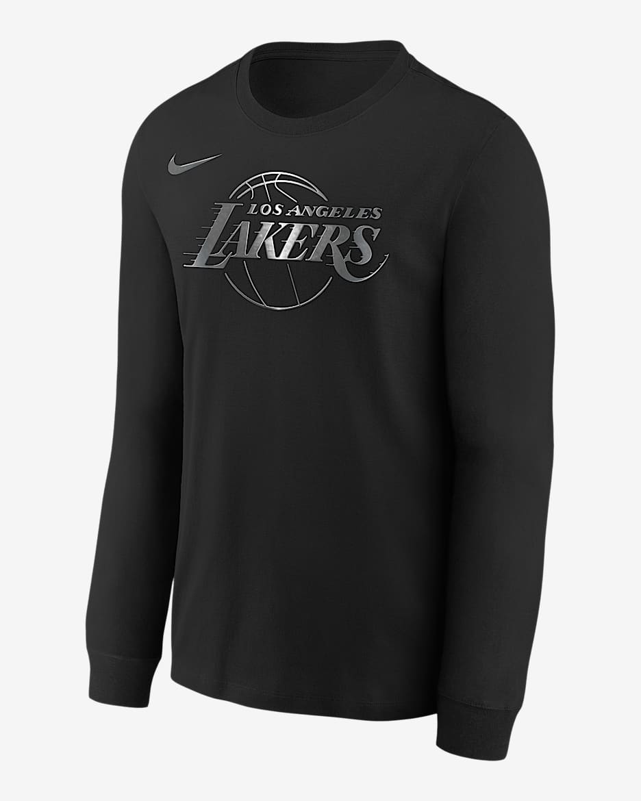 Playera de manga larga Nike de la NBA de corte cuadrado para niños talla grande Los Angeles Lakers Courtside - Negro