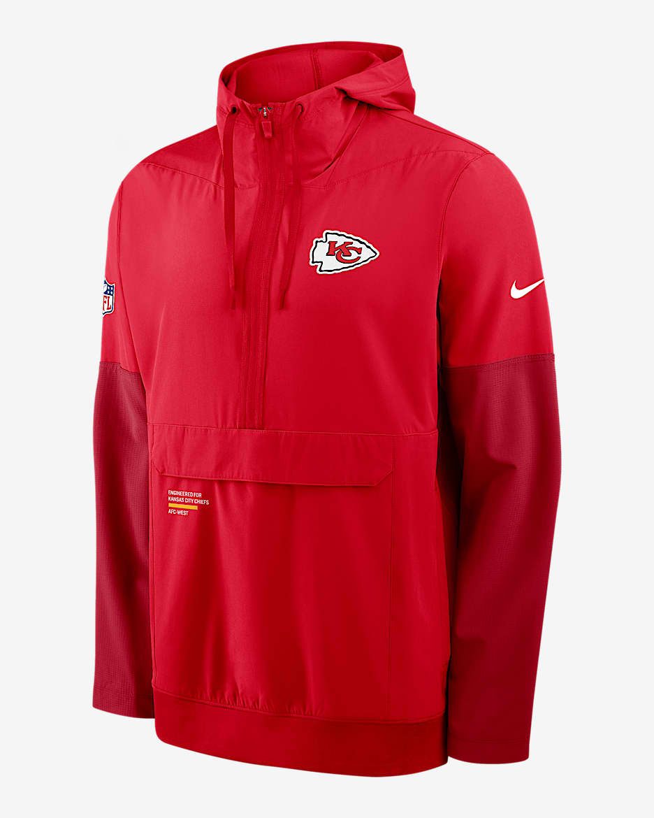 Kansas City Chiefs Well Rounded Anorak Men's Nike NFL 1/2-Zip Hooded Jacket - Red