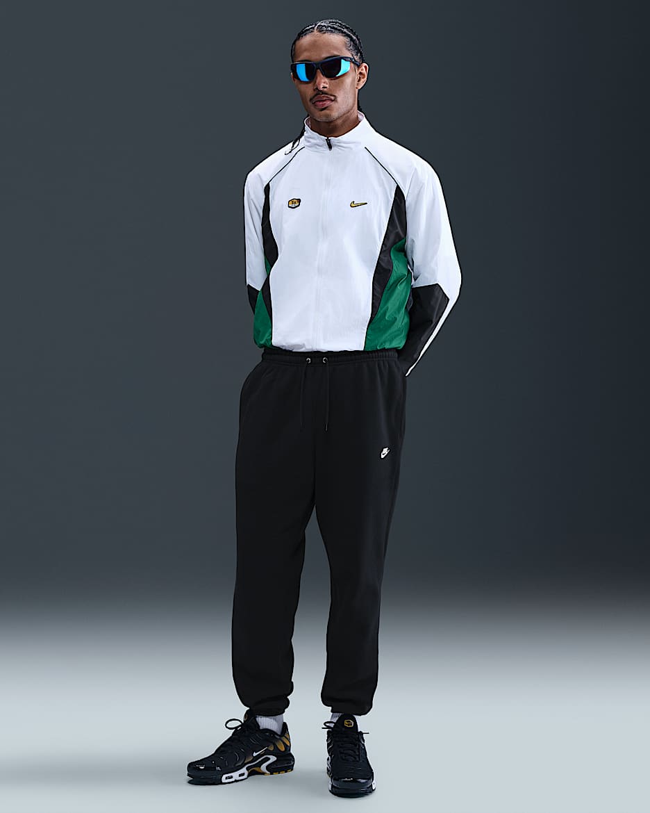 Nike Club Men's Cuffed Brushed Fleece Trousers - Black/Black/White