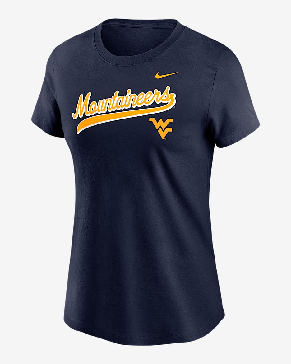 West Virginia Athletic Prep Arch Local Script Women's Nike College T-Shirt - Navy