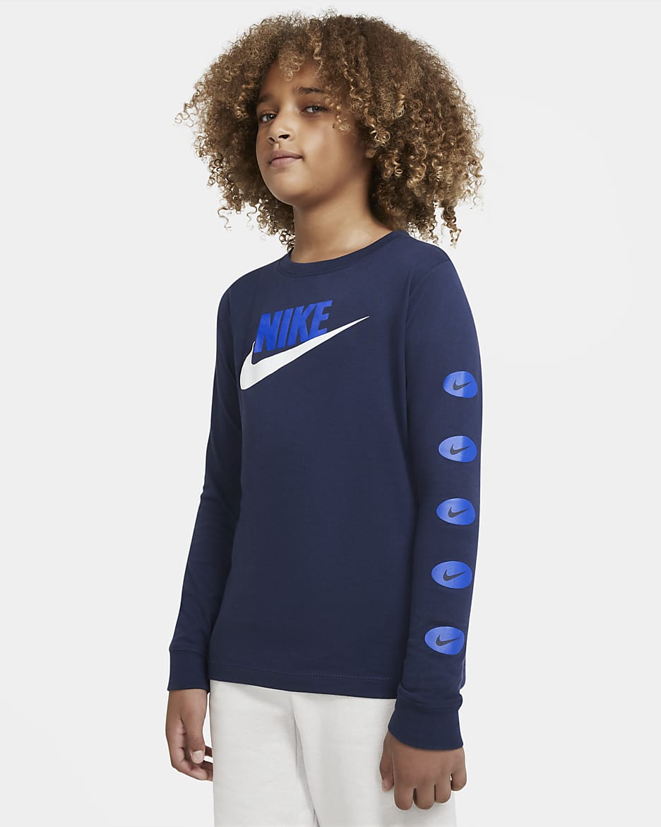 Nike Sportswear Big Kids’ (Boys’) Long-Sleeve T-Shirt - Midnight Navy/Game Royal