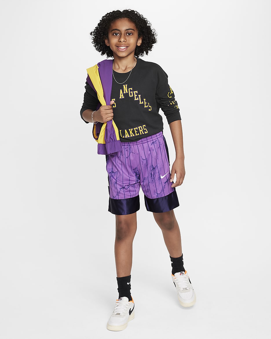 Los Angeles Lakers 2023/24 City Edition Older Kids' (Boys') Nike NBA Max90 Long-Sleeve T-Shirt - Black