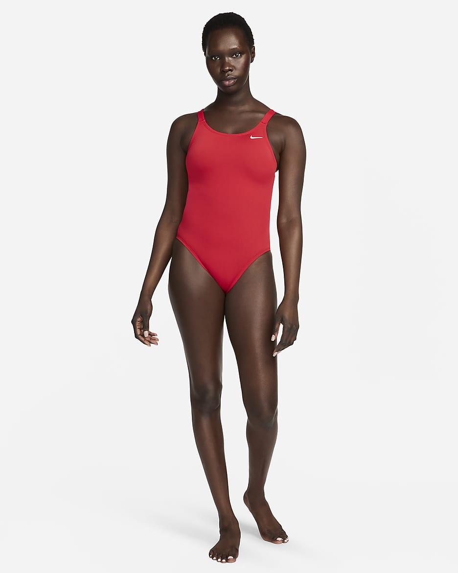 Traje de baño de una sola pieza para mujer Nike Swim Fastback - Rojo universitario