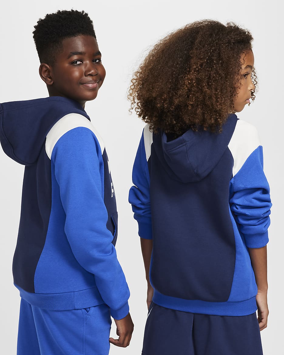 Nike Air-pullover-hættetrøje til større børn - Midnight Navy/Game Royal/Sail/Sail