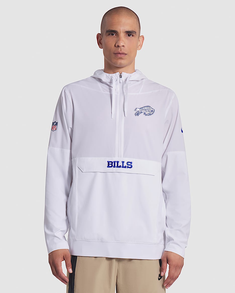 Buffalo Bills Rivalries Collection Sideline Anorak Men's Nike NFL 1/2-Zip Hooded Jacket - White