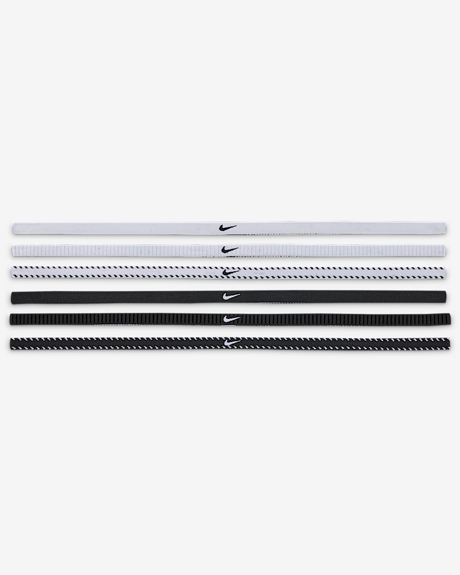 Bandas para la cabeza slim (paquete de 6) Nike Flex Classic - Blanco