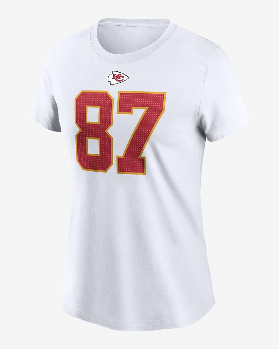 Playera Nike de la NFL para mujer Travis Kelce Kansas City Chiefs - Blanco