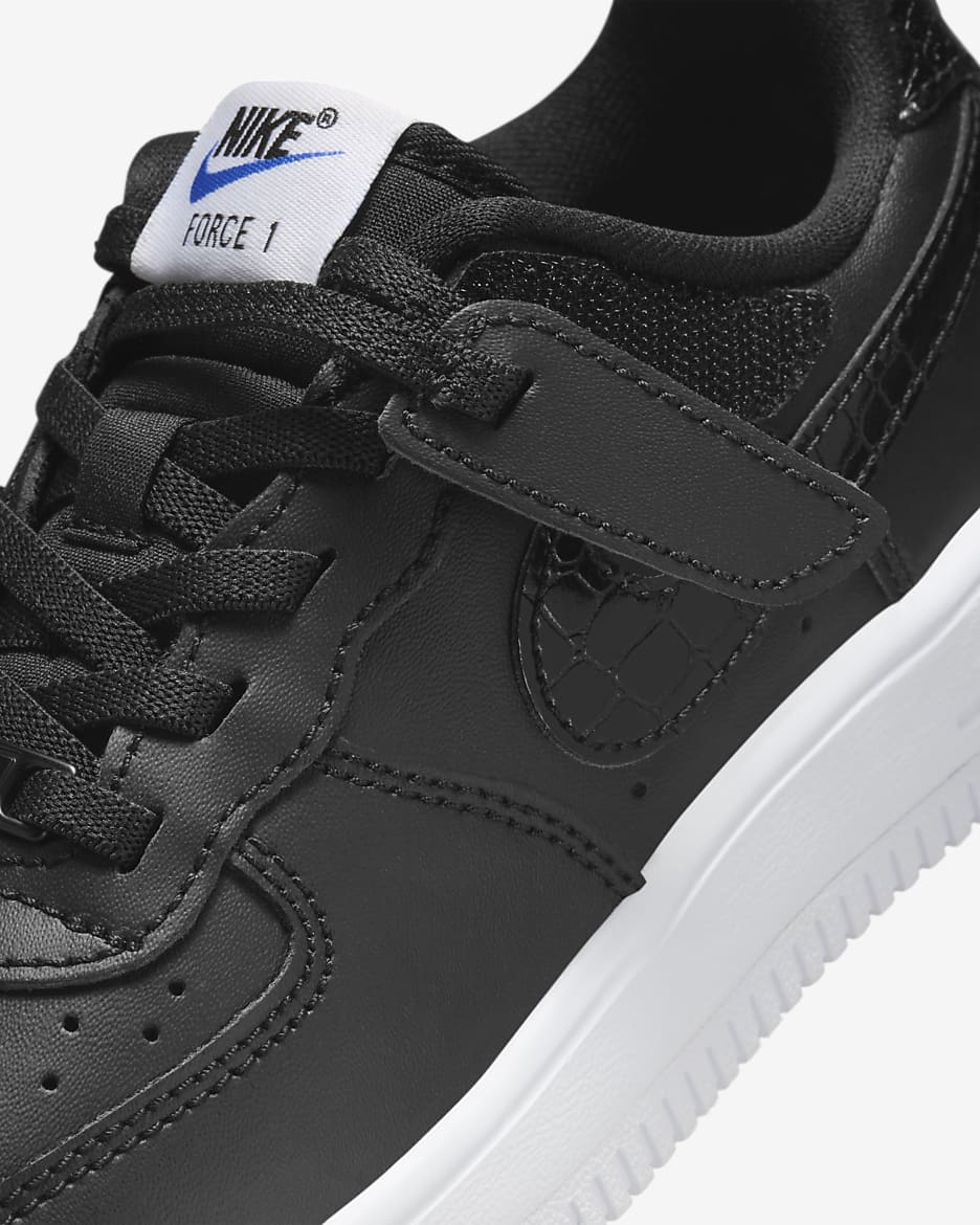 Nike Force 1 Low LV8 EasyOn Little Kids' Shoes - Black/White/Black