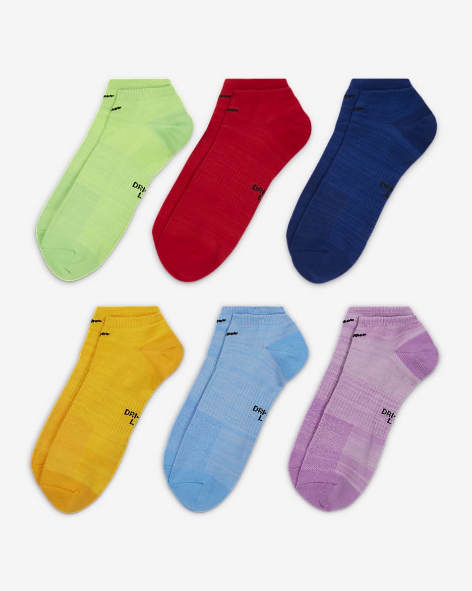 Nike Everyday Lightweight No-Show Training Socks (6 Pairs) - Multi-Colour