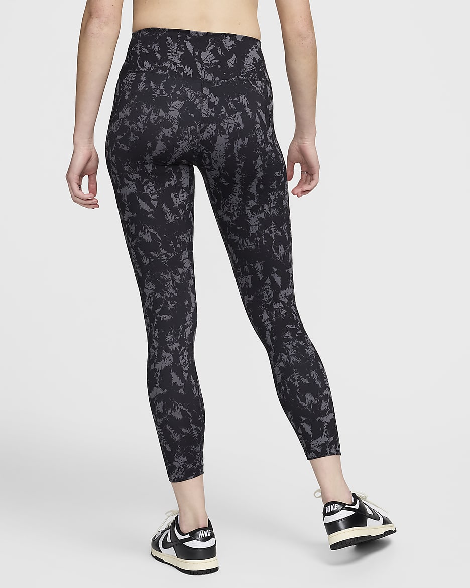 Leggings estampados de tiro alto de 7/8 para mujer Nike One - Negro/Negro