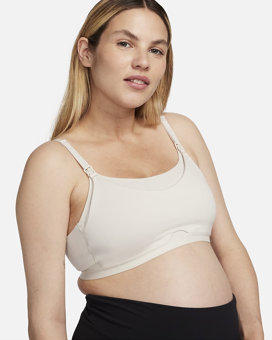 Bra deportivo de lactancia con forro delgado de baja sujeción para mujer (maternidad) Nike Alate (M) - Marrón verdoso claro/Gris azulado