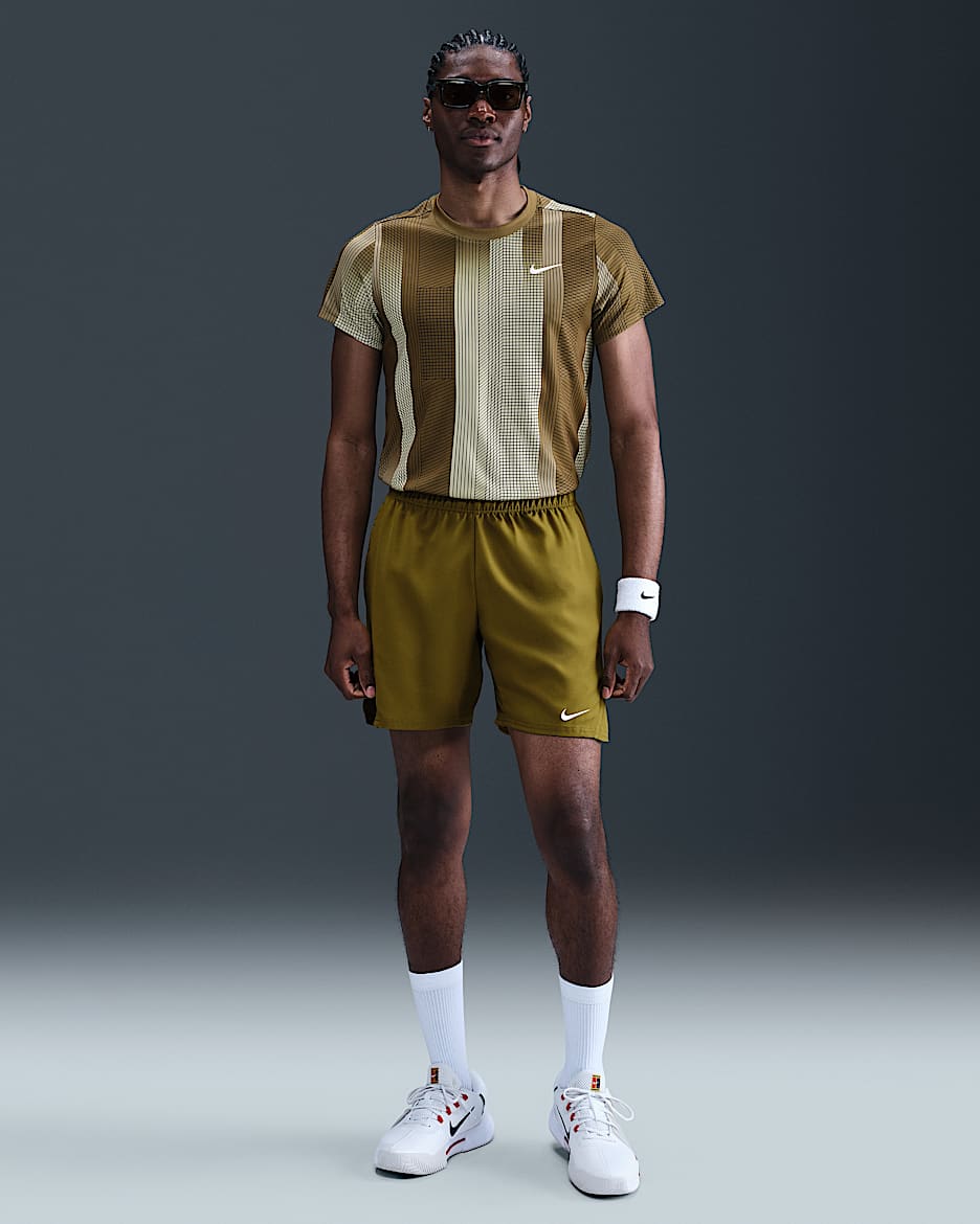 NikeCourt Victory Men's Dri-FIT 7" Tennis Shorts - Olive Flak/White