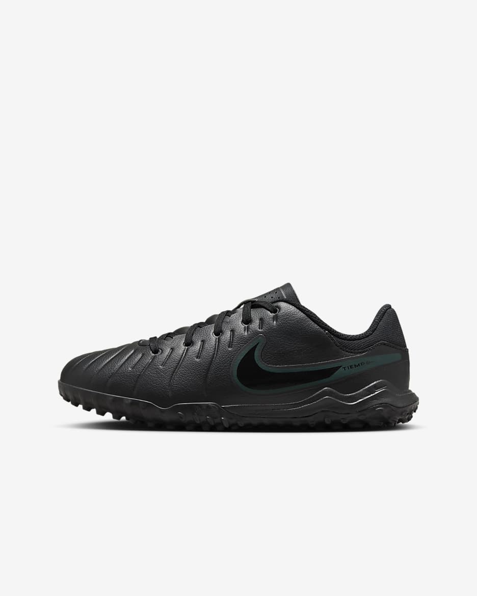 Nike Jr. Tiempo Legend 10 Academy Little/Big Kids' Turf Low-Top Soccer Shoes - Black/Deep Jungle/Black