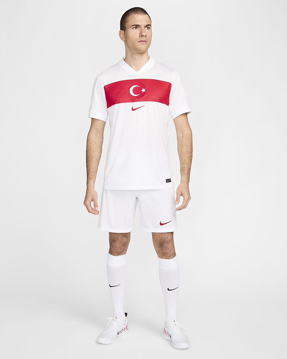 Türkiye 2024/25 Stadium Home Men's Nike Dri-FIT Football Replica Shirt - White/Sport Red/Sport Red