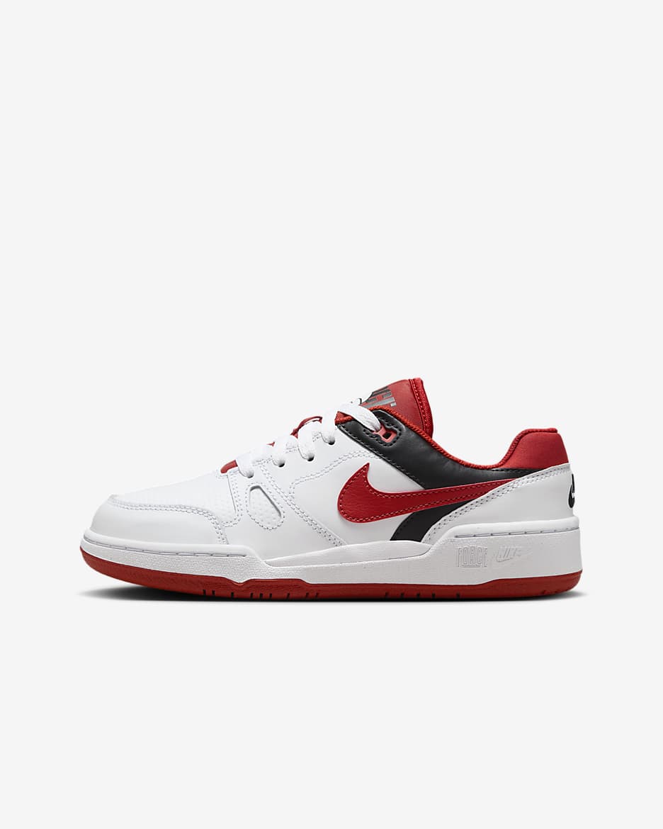 Nike Full Force Low Big Kids' Shoes - White/Black/Team Orange/Mystic Red