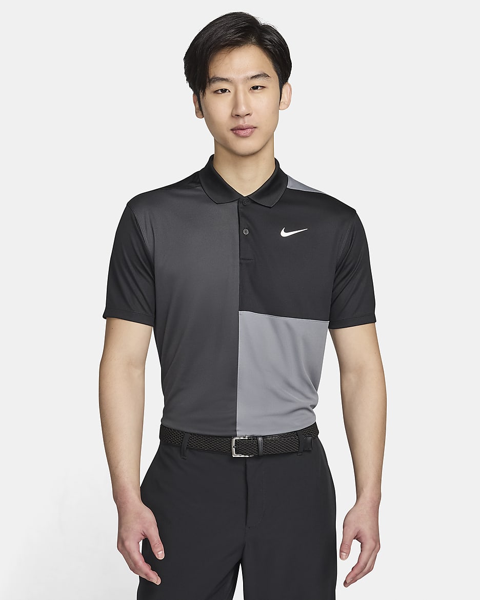 Nike Victory+ Men's Dri-FIT Golf Polo - Black/Smoke Grey/Dark Smoke Grey/White