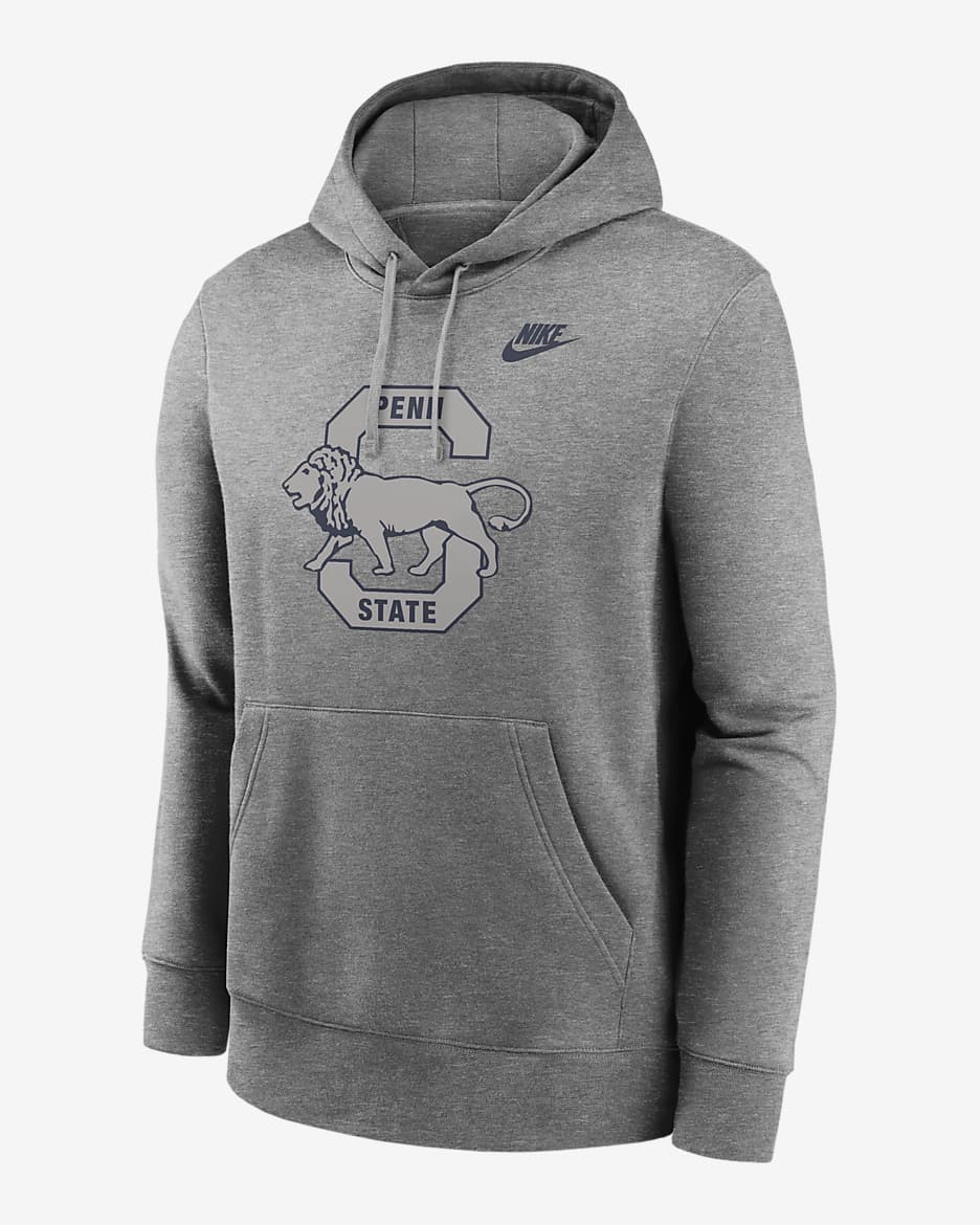 Penn State Nittany Lions Legacy Club Primary Logo Men's Nike College Pullover Hoodie - Dark Grey Heather