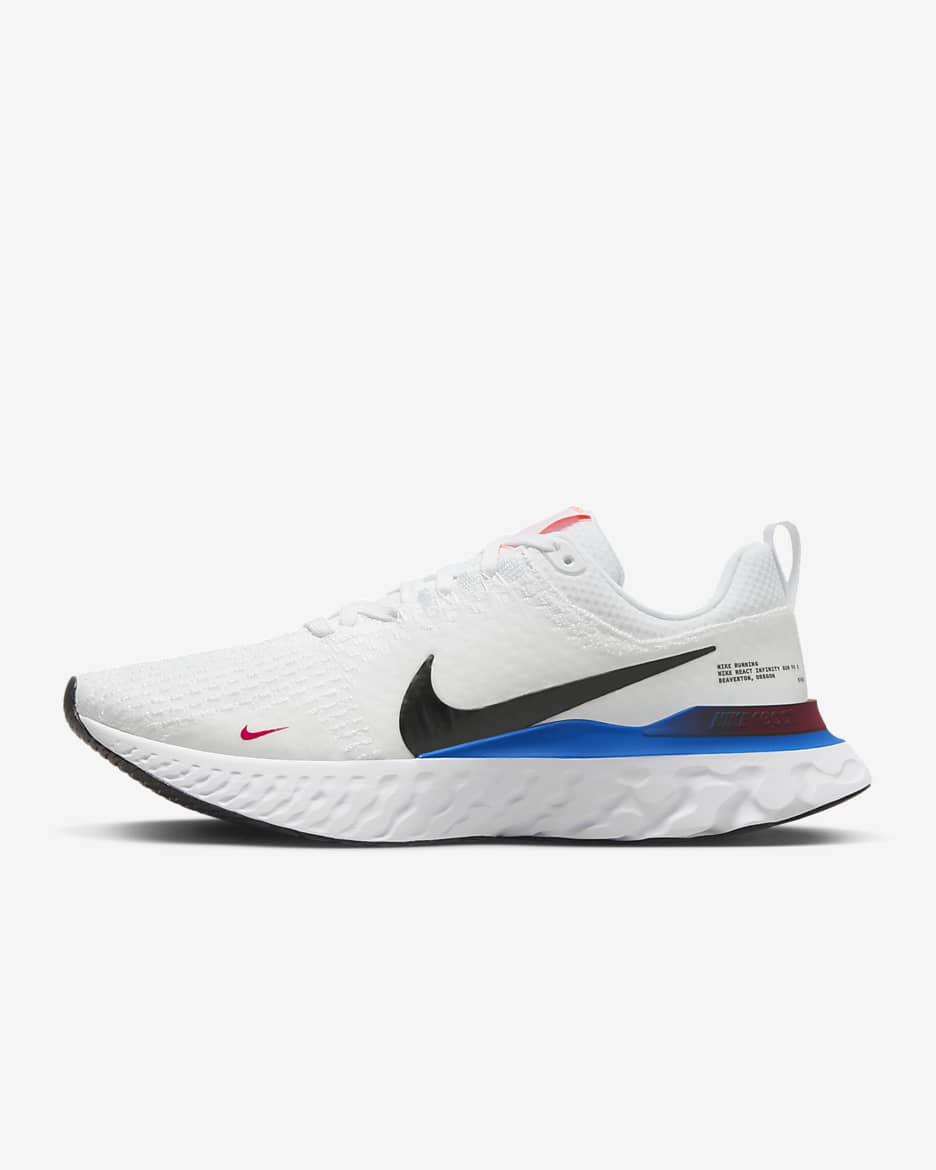 รองเท้าวิ่งโร้ดรันนิ่งผู้ชาย Nike React Infinity Run Flyknit 3 - ขาว/Photo Blue/University Red/ดำ