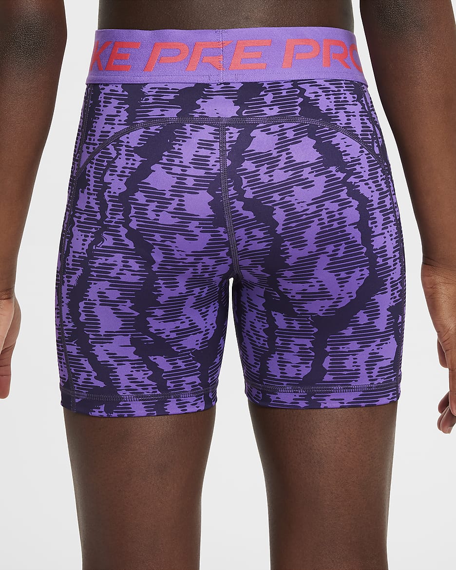 Nike Pro Girls' Dri-FIT 7.5cm (approx.) Shorts - Dark Raisin/Black Raspberry/Aster Pink