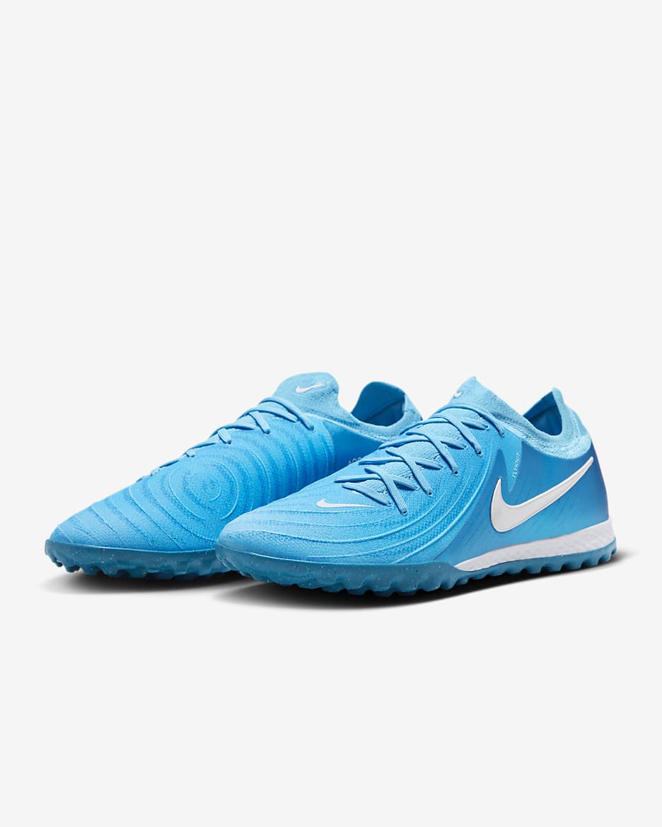 Nike Phantom GX 2 Pro low-top voetbalschoenen (turf) - Blue Fury/Wit