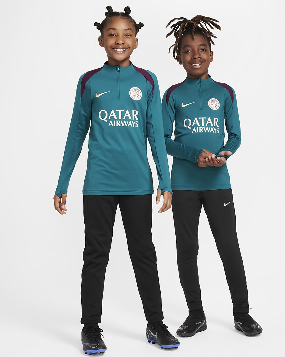 Paris Saint-Germain Strike Older Kids' Nike Dri-FIT Football Drill Top - Geode Teal/Geode Teal/Bordeaux/Guava Ice