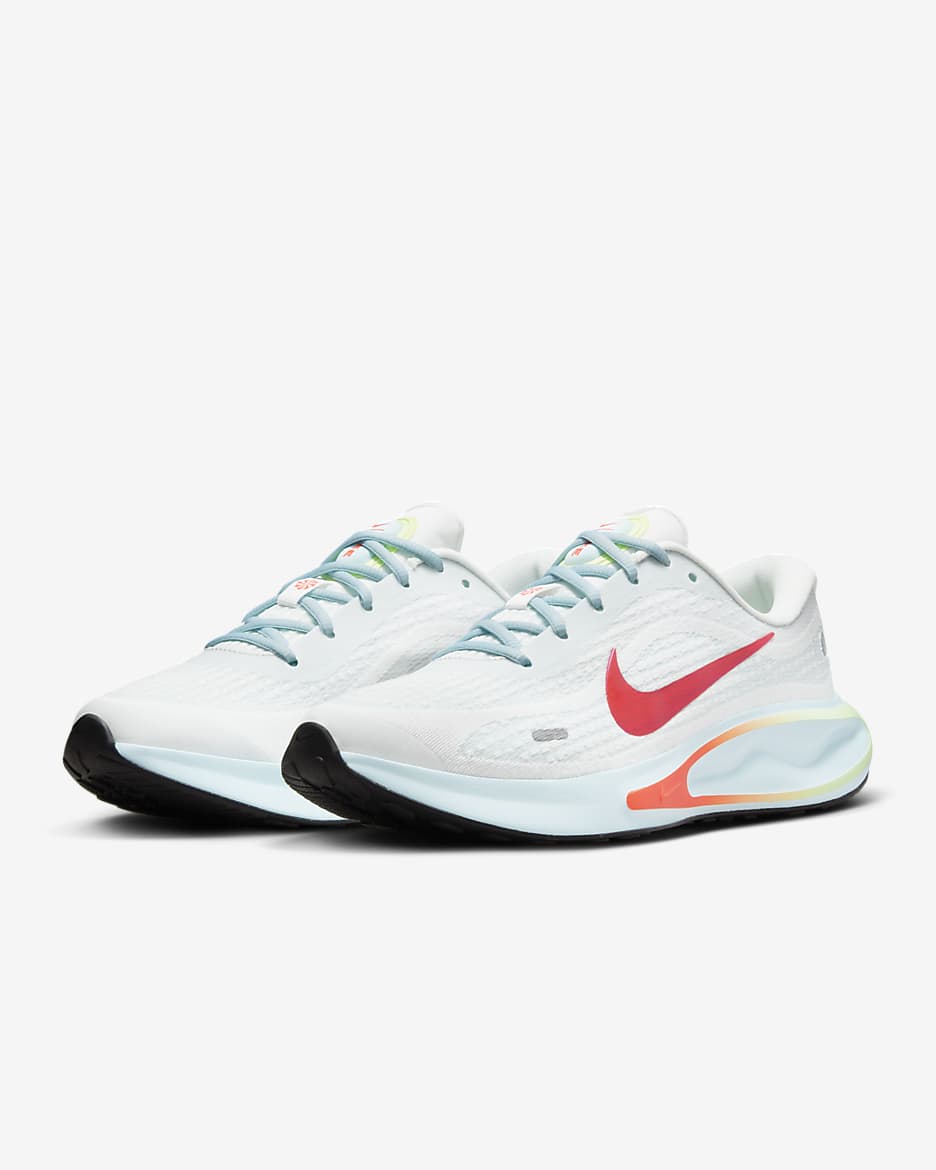 Nike Journey Run Women's Road Running Shoes - Summit White/Glacier Blue/Barely Volt/Bright Crimson