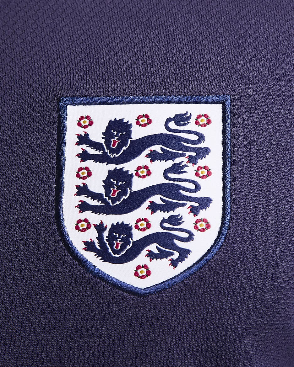 England Strike Nike Dri-FIT kortermet strikket fotballoverdel til herre - Purple Ink/Rosewood/Hvit