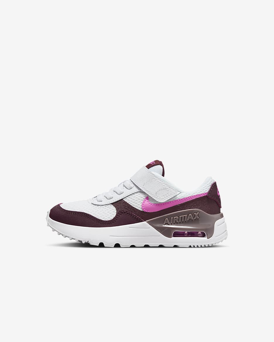 Nike Air Max SYSTM Younger Kids' Shoes - White/Burgundy Crush/Violet Ore/Playful Pink