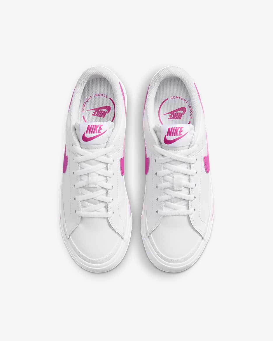 NikeCourt Legacy Older Kids' Shoes - White/Laser Fuchsia