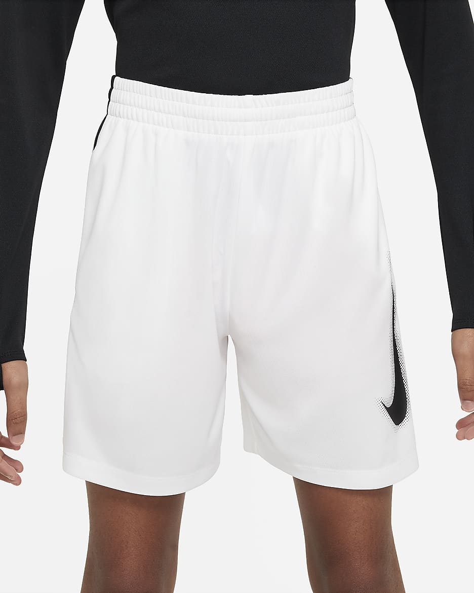 Nike Multi Big Kids' (Boys') Dri-FIT Graphic Training Shorts - White/Black/Black