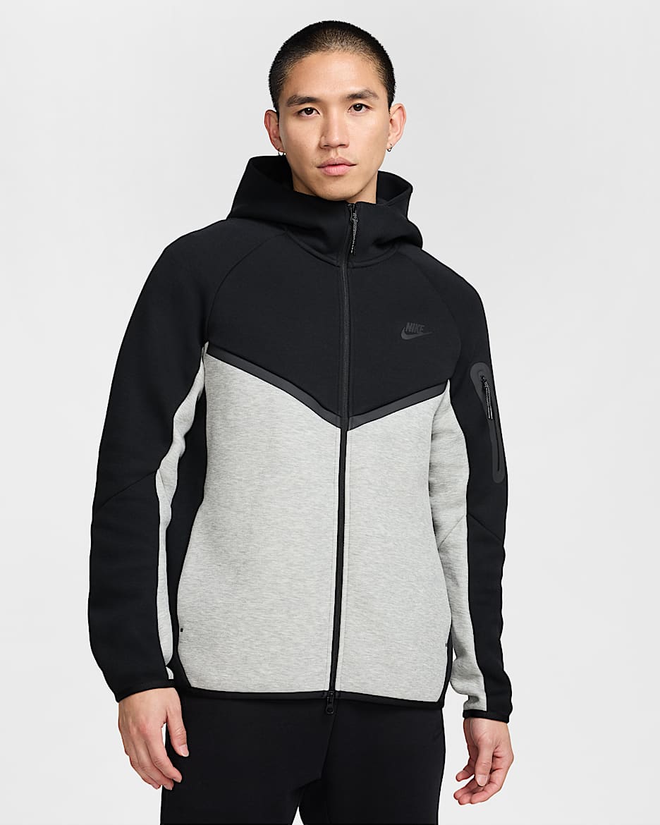 Nike Tech Men's Full-Zip Windrunner Hoodie - Black/Dark Grey Heather/Black
