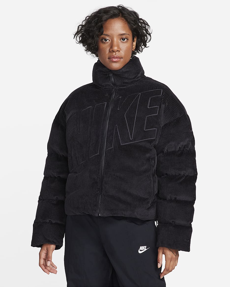 Doudoune oversize en velours côtelé Therma-FIT Nike Sportswear Essential pour femme - Noir/Noir