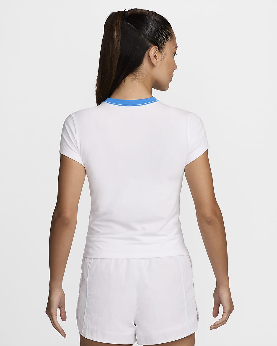 Nike Sportswear Chill Knit Women's Slim Cropped Tee - White/Light Photo Blue