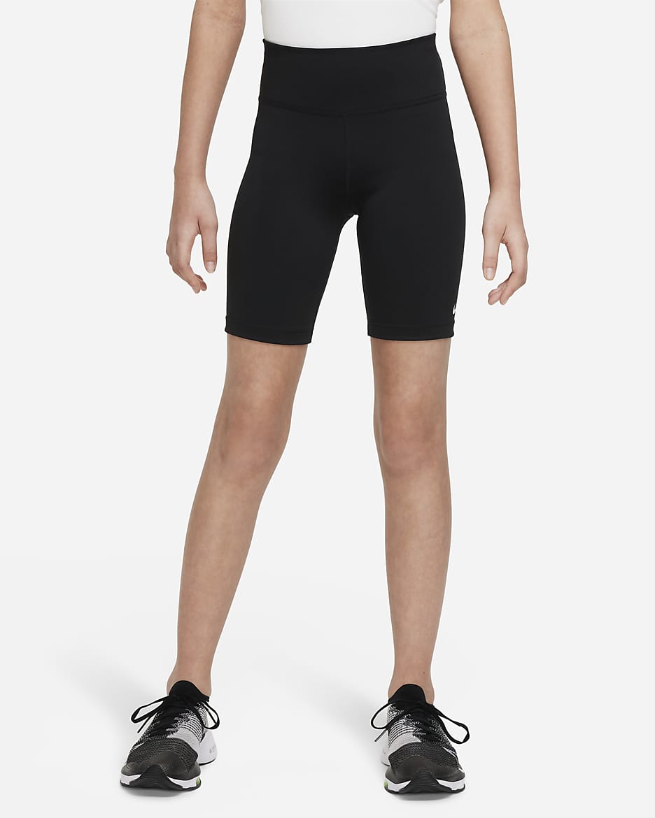 Nike One sykkelshorts til store barn (jente) - Svart/Hvit