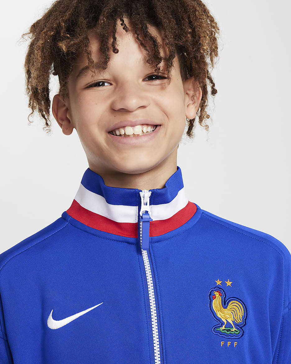 Veste de foot nationale Nike Dri-FIT FFF Academy Pro Domicile pour ado - Bright Blue/Bright Blue/Blanc