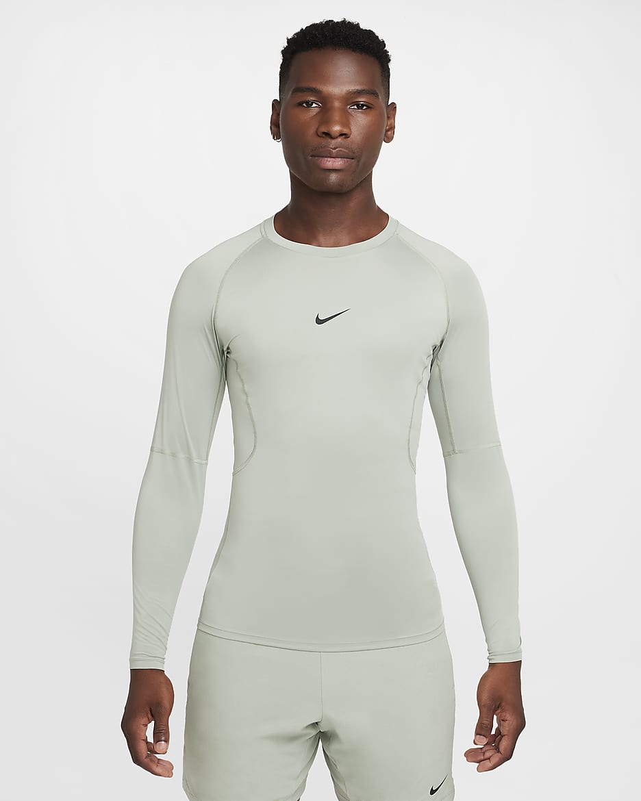 Nike Pro Men's Dri-FIT Tight Long-Sleeve Fitness Top - Jade Horizon/Black