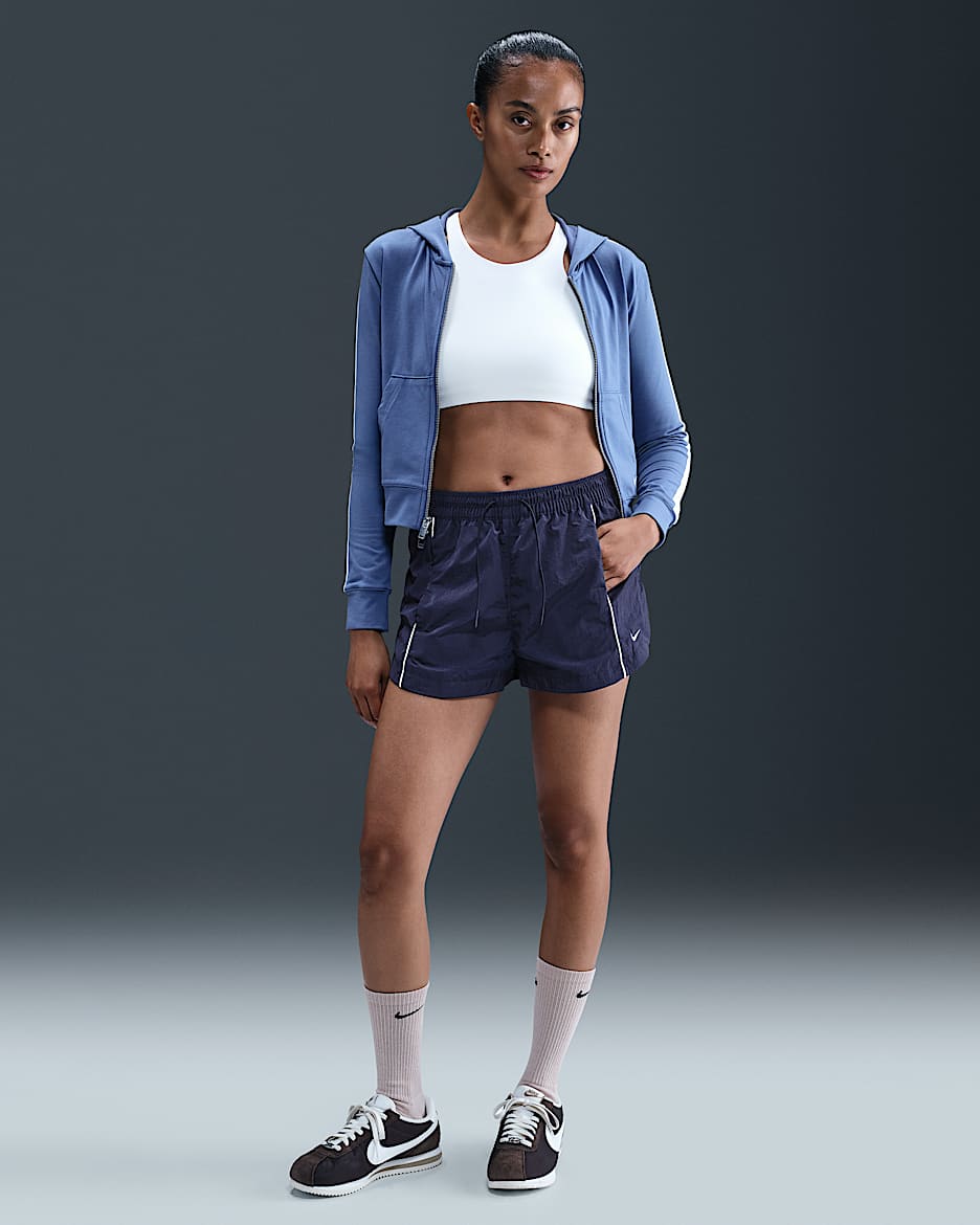 Shorts de tejido Woven de tiro medio de 5 cm para mujer Nike Windrunner - Azul marino medianoche/Vela/Vela