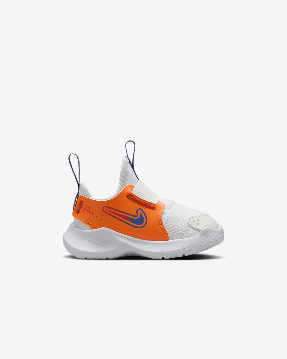 Nike Flex Runner 3 cipő babáknak és totyogóknak - Fehér/Total Orange/Team Orange/Astronomy Blue